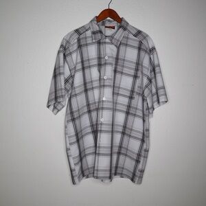 Urban Brand USA XL Mens Short Sleeve Black and White Plaid Button Down